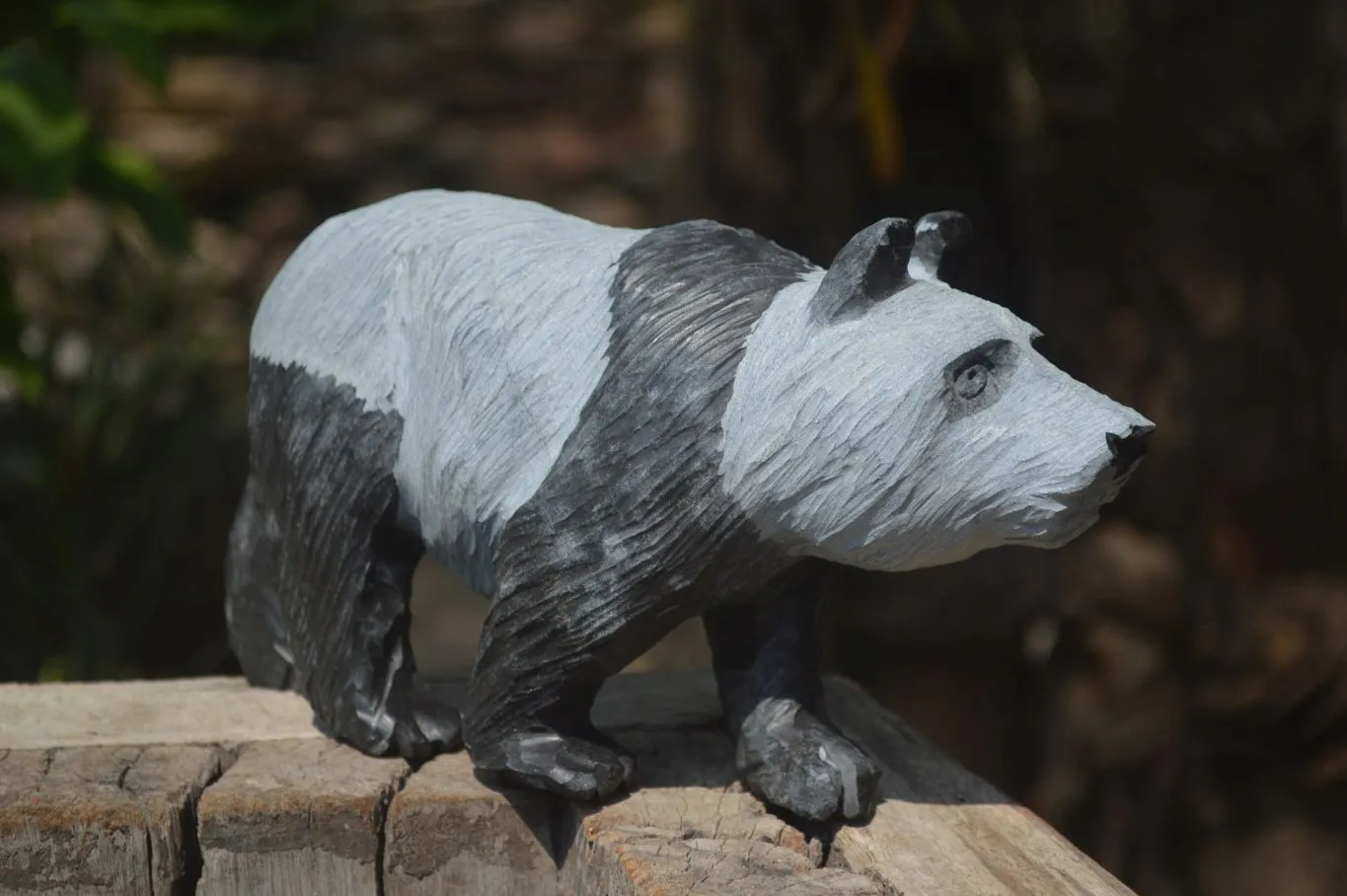 Polished Wonder Stone Panda Carving x 1 From Zimbabwe