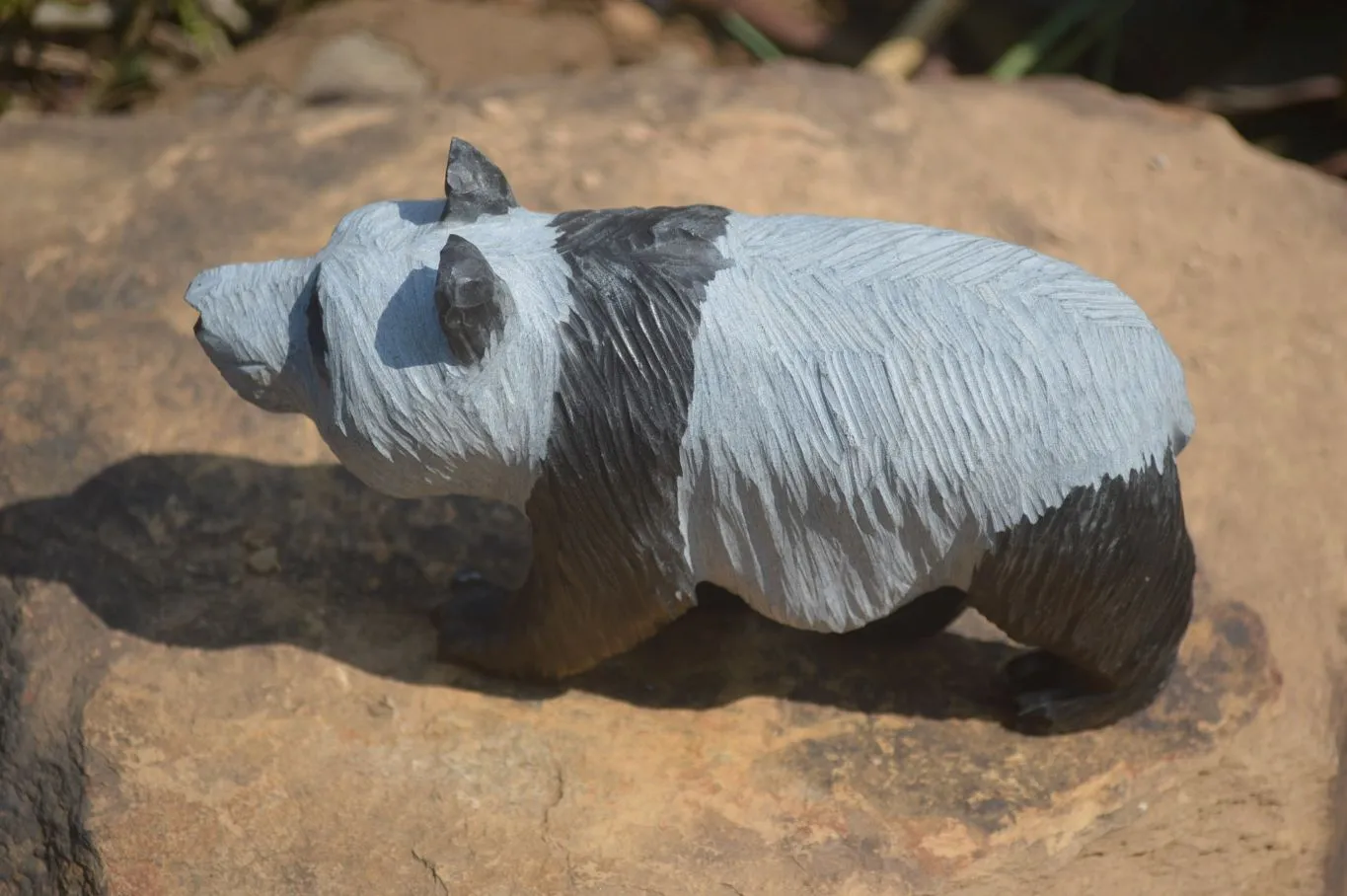 Polished Wonder Stone Panda Carving x 1 From Zimbabwe