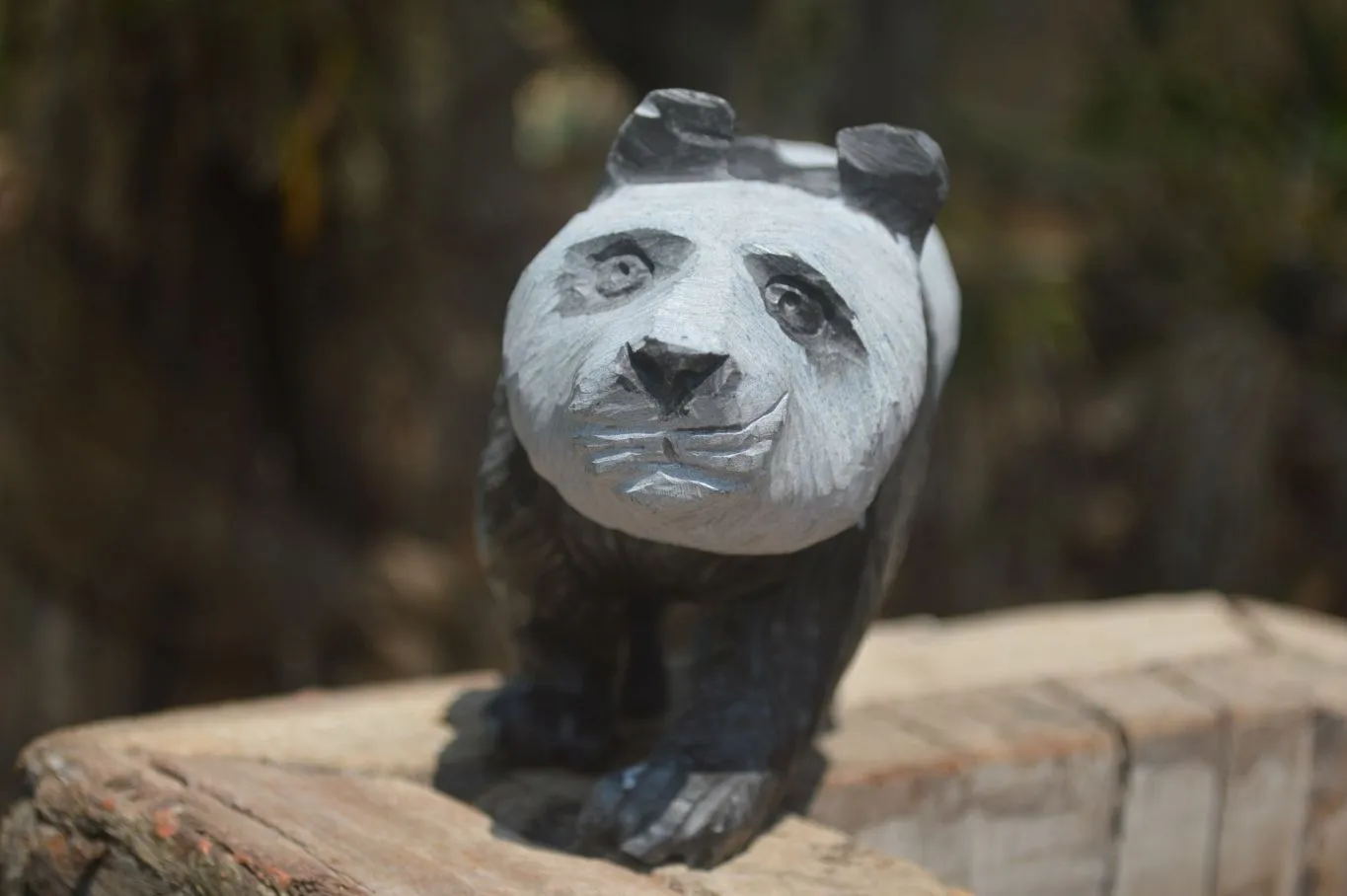 Polished Wonder Stone Panda Carving x 1 From Zimbabwe