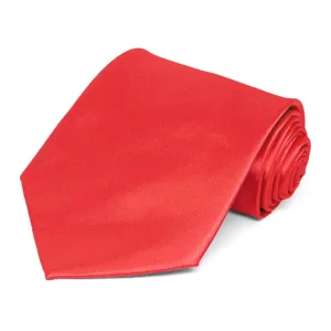 Poppy Red Extra Long Solid Color Necktie