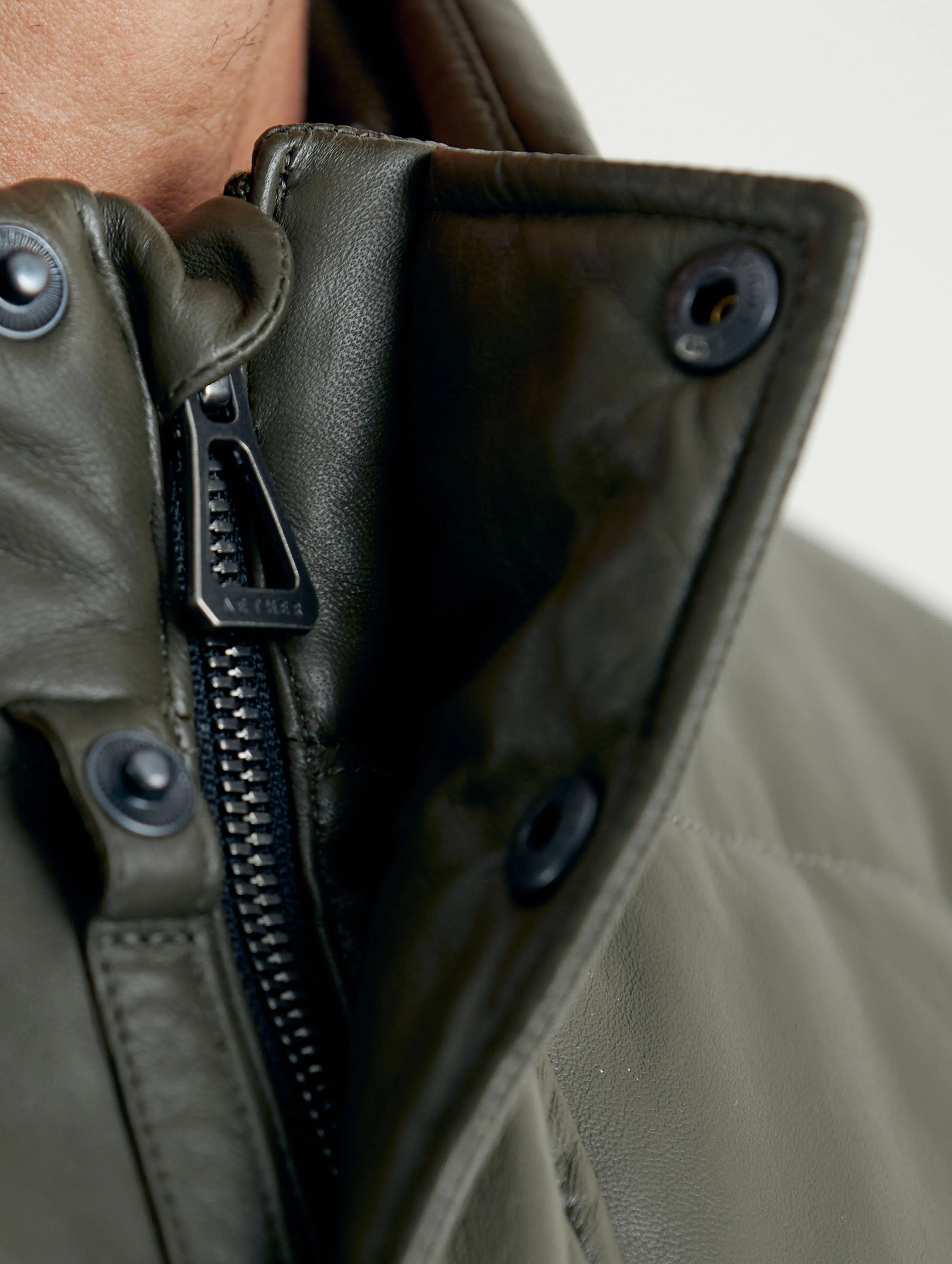 Preston Leather Jacket - Command Green