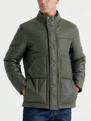 Preston Leather Jacket - Command Green