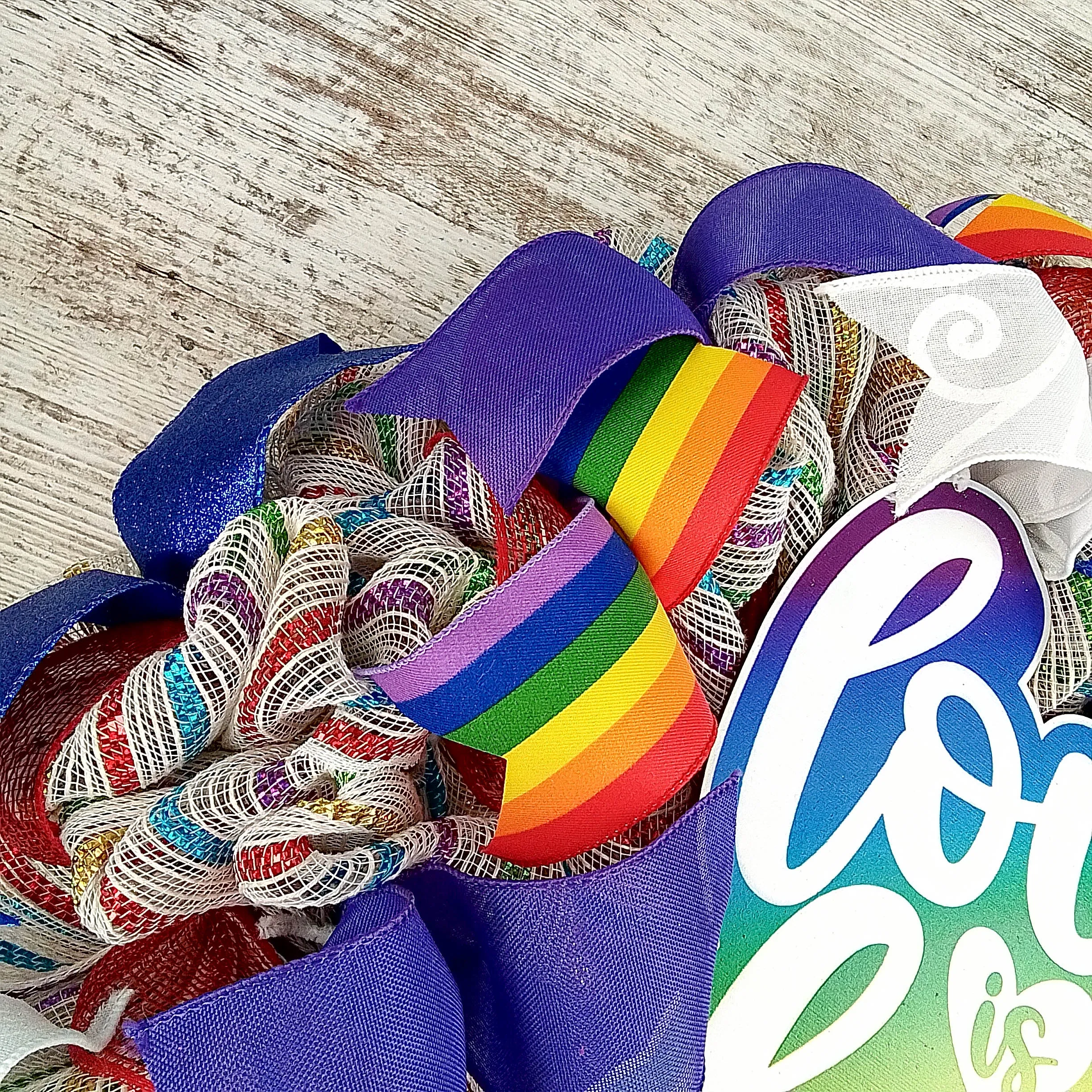 Pride Love is Love Wreath, Rainbow LGBT Support Decor, Perfect Gift for Same-Sex Marriage