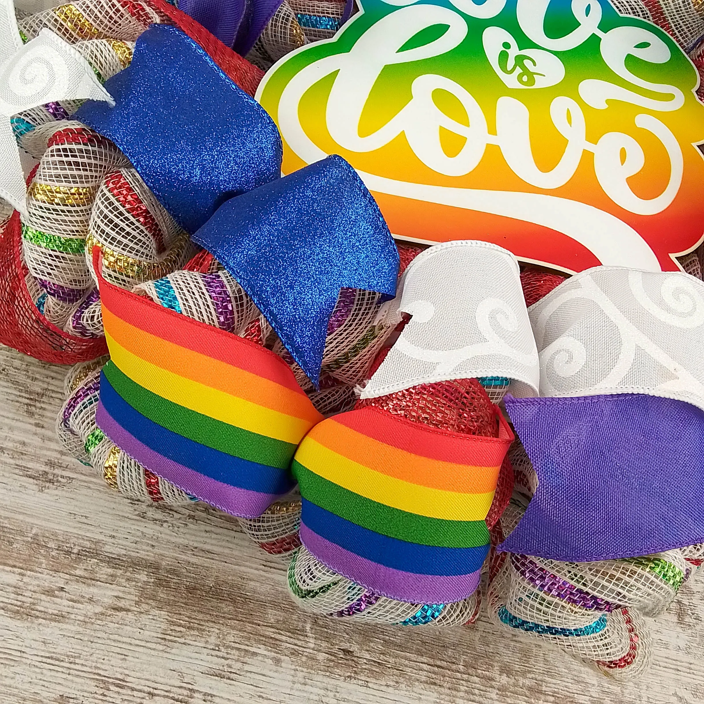 Pride Love is Love Wreath, Rainbow LGBT Support Decor, Perfect Gift for Same-Sex Marriage