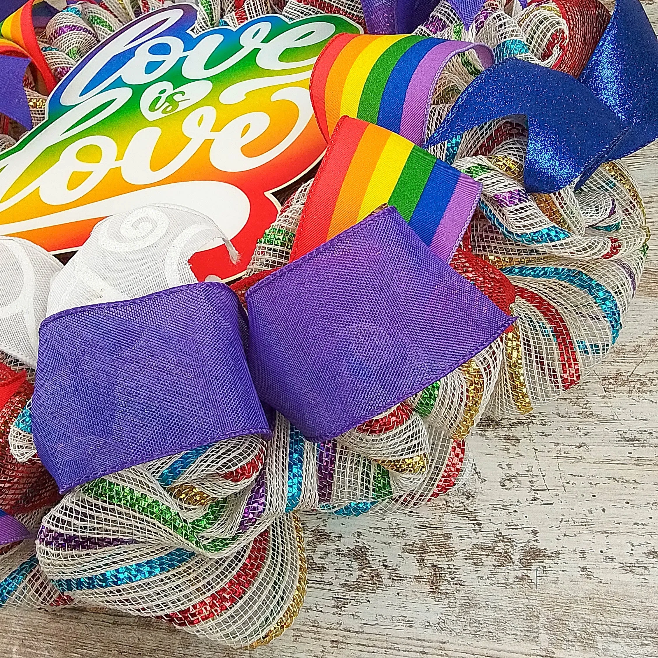 Pride Love is Love Wreath, Rainbow LGBT Support Decor, Perfect Gift for Same-Sex Marriage