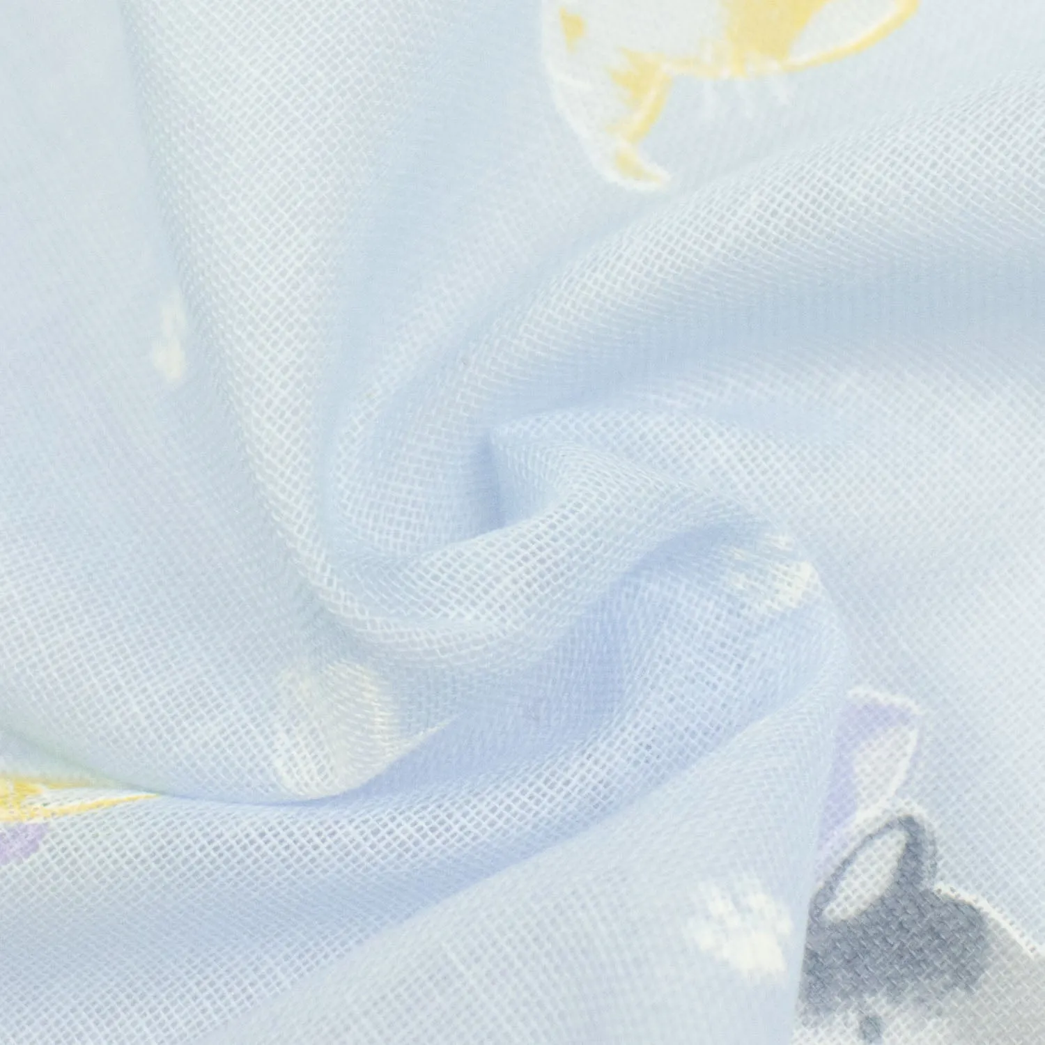 Printed Cotton Voile Design-32 Happy Kitties & Paws on Sky Blue