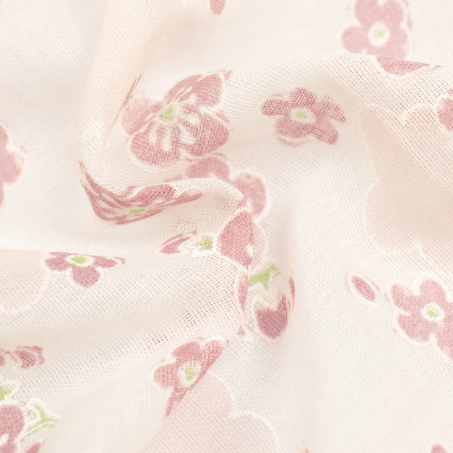 Printed Cotton Voile Design-40 Dusty Pink Sakura on White