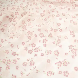 Printed Cotton Voile Design-40 Dusty Pink Sakura on White