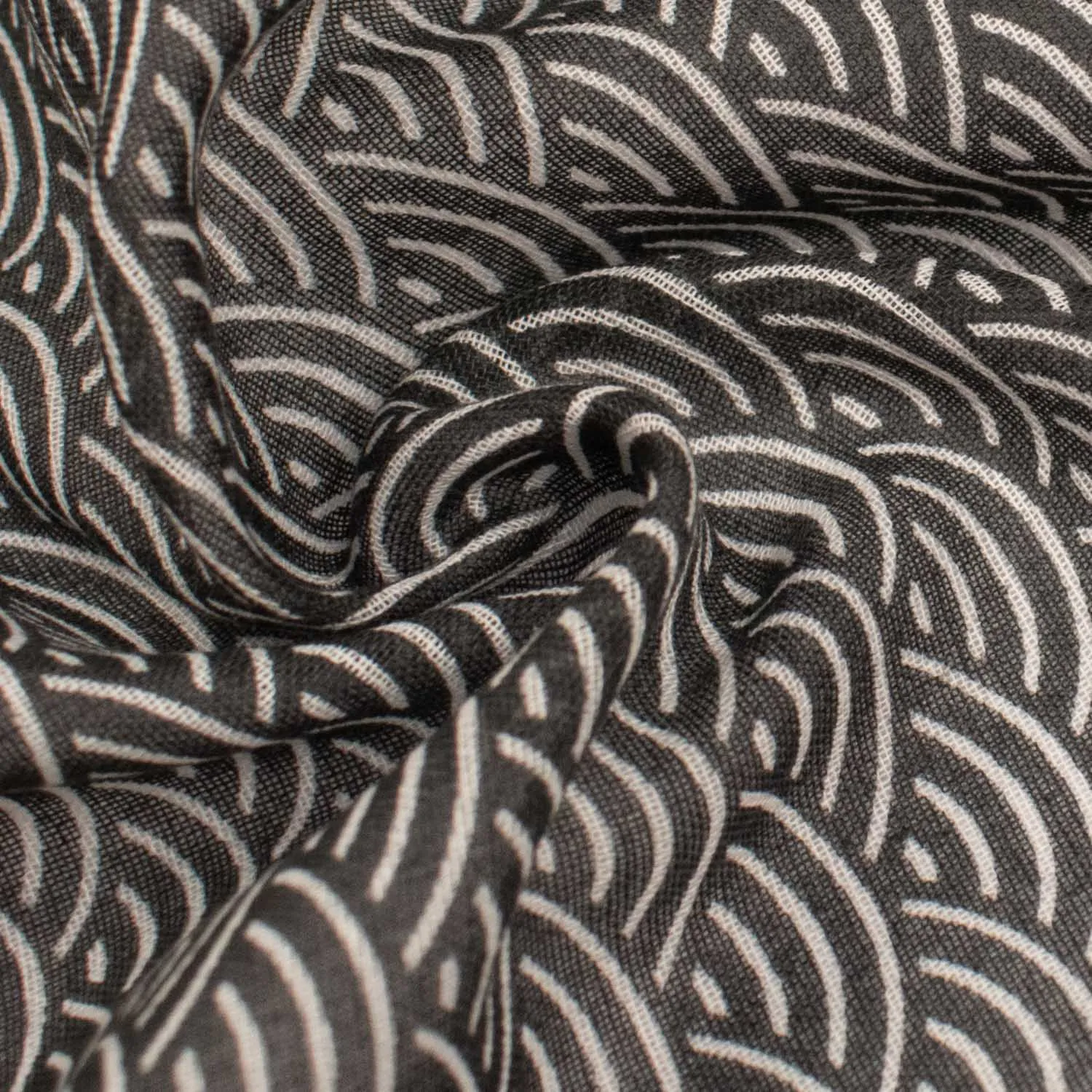 Printed Cotton Voile Design-6 Japanese White Waves on Black