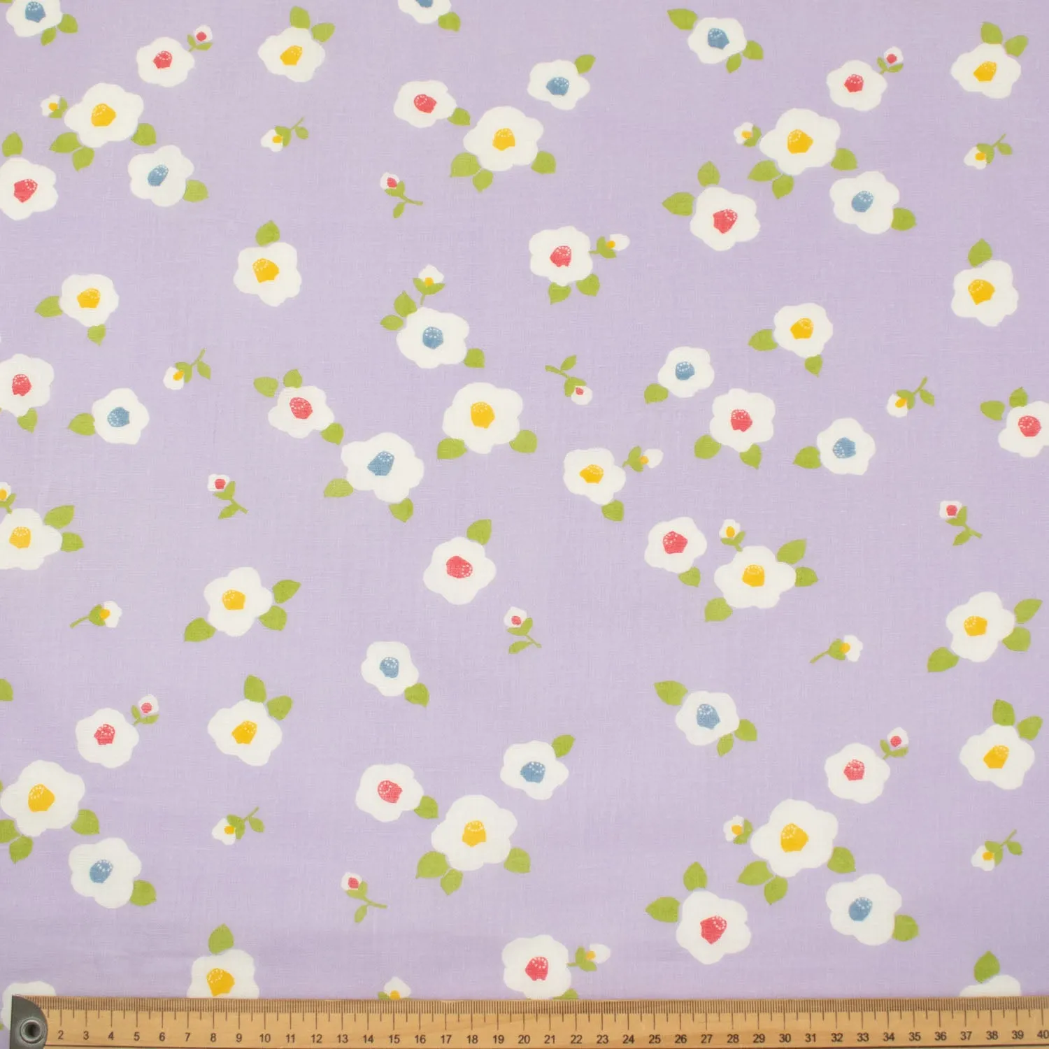 Printed Cotton Voile Design-81 White Flowers on Purple