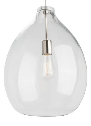 Quinton 16 in. Bulb LED Pendant Light Clear Satin Nickel Finish