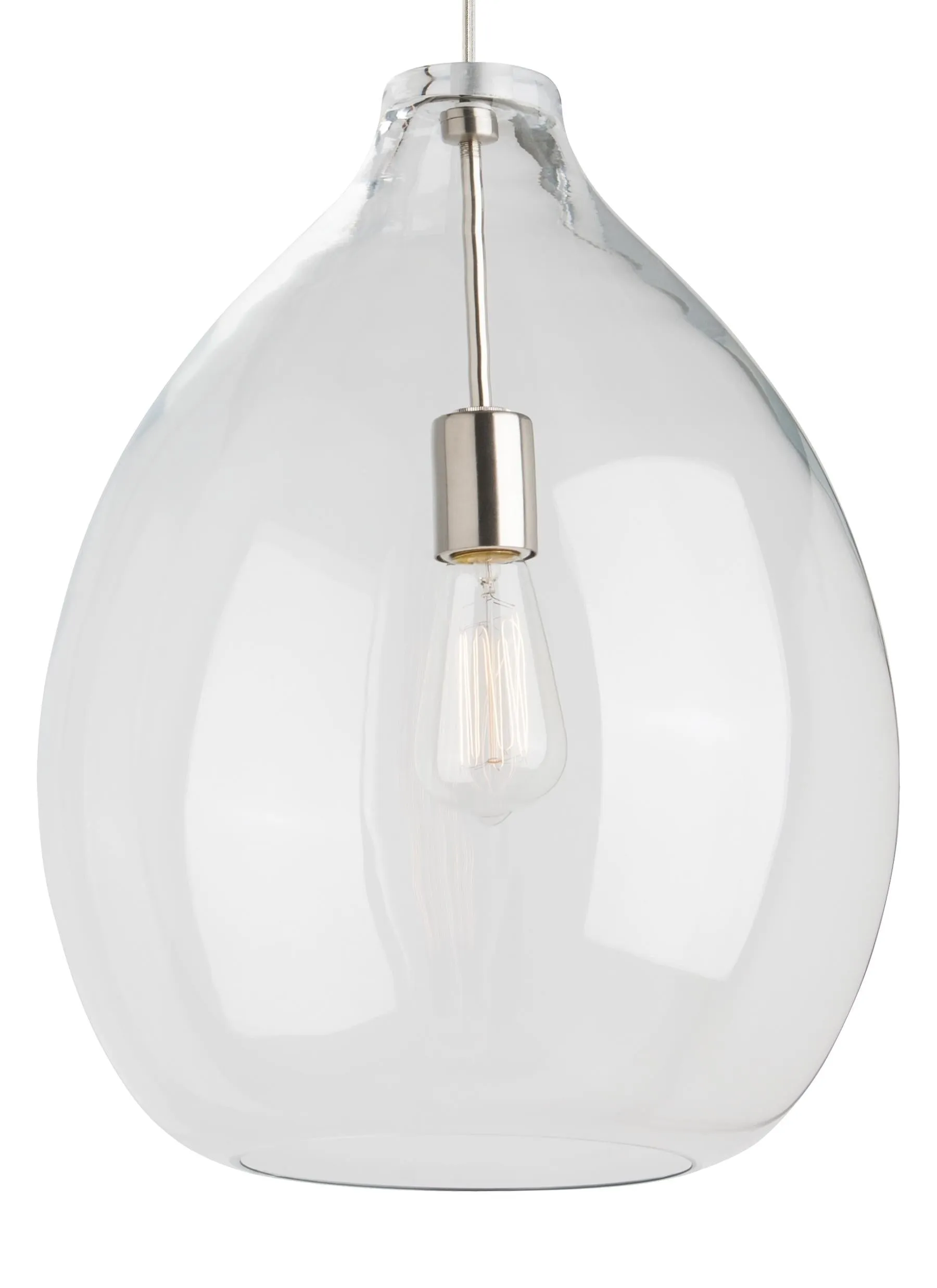 Quinton 16 in. Bulb LED Pendant Light Clear Satin Nickel Finish