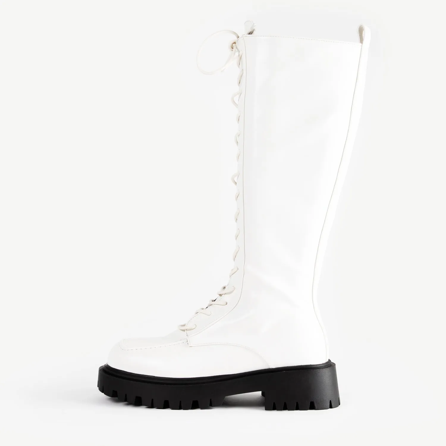 RAID Caspian Lace Up Long Boot in White