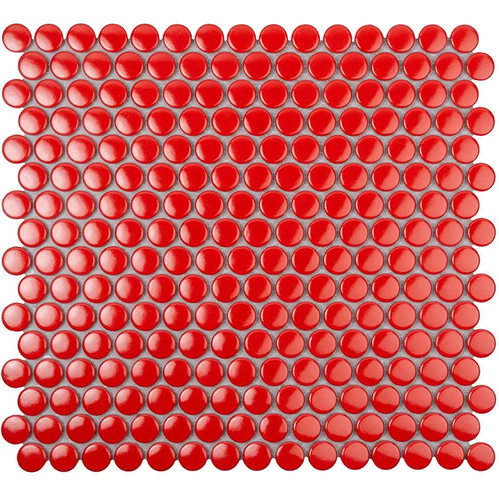 Red Buttons Porcelain Penny Round Tile