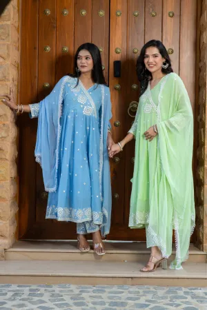 Sahaj Mul Cotton Embroidered Anarkali Set