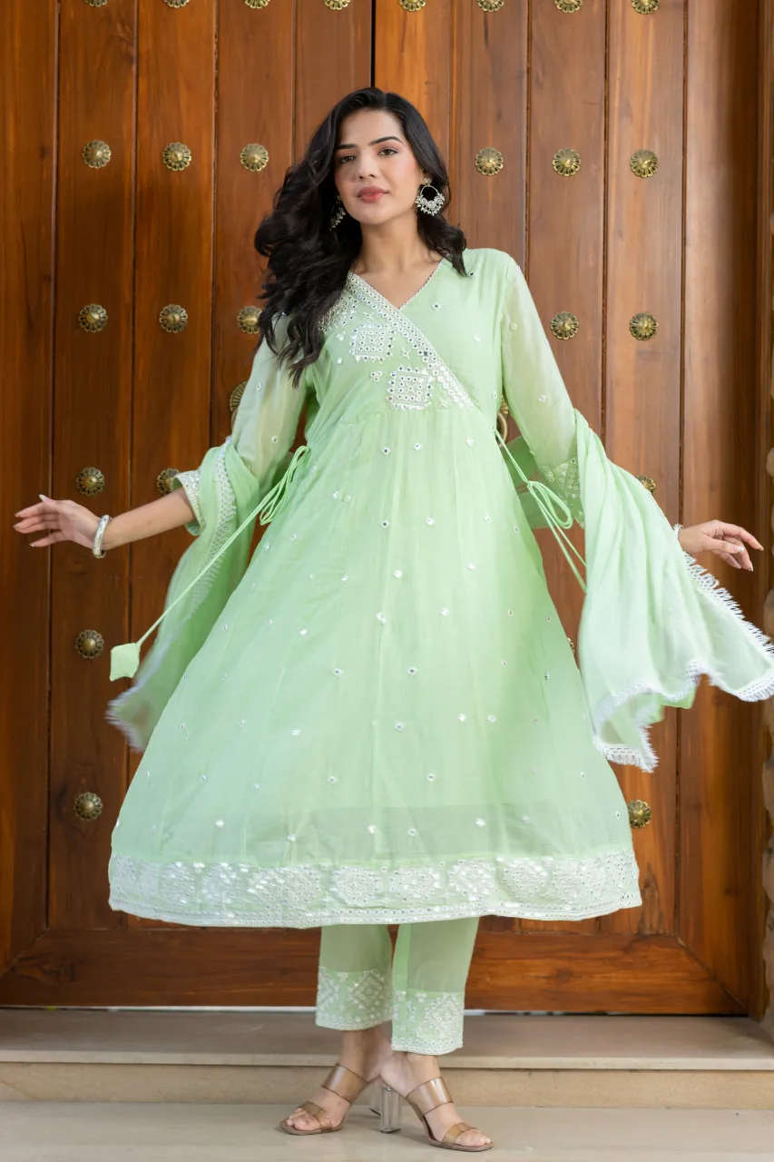 Sahaj Mul Cotton Embroidered Anarkali Set