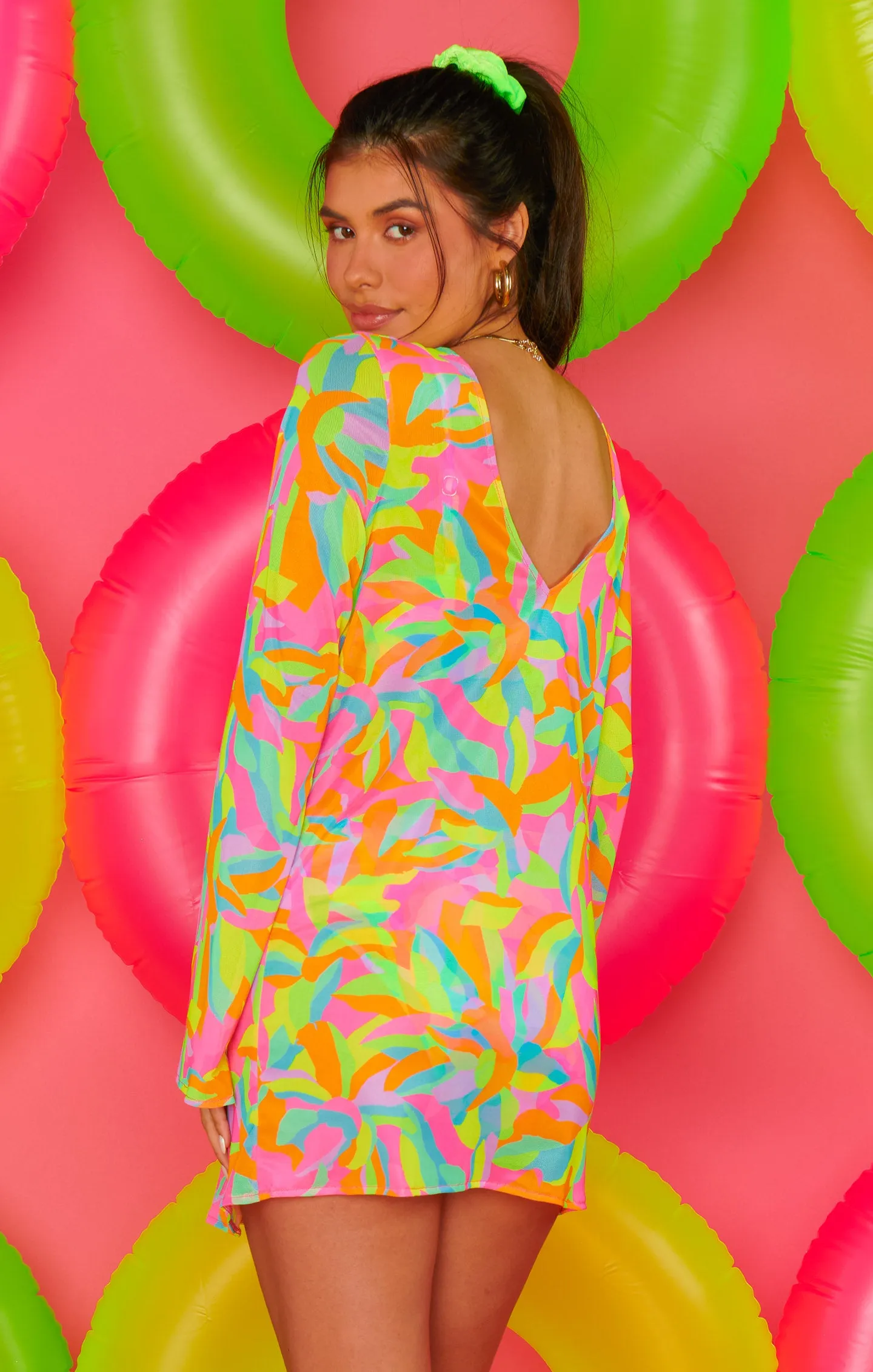 Santos Mini Cover Up ~ Neon Tropics