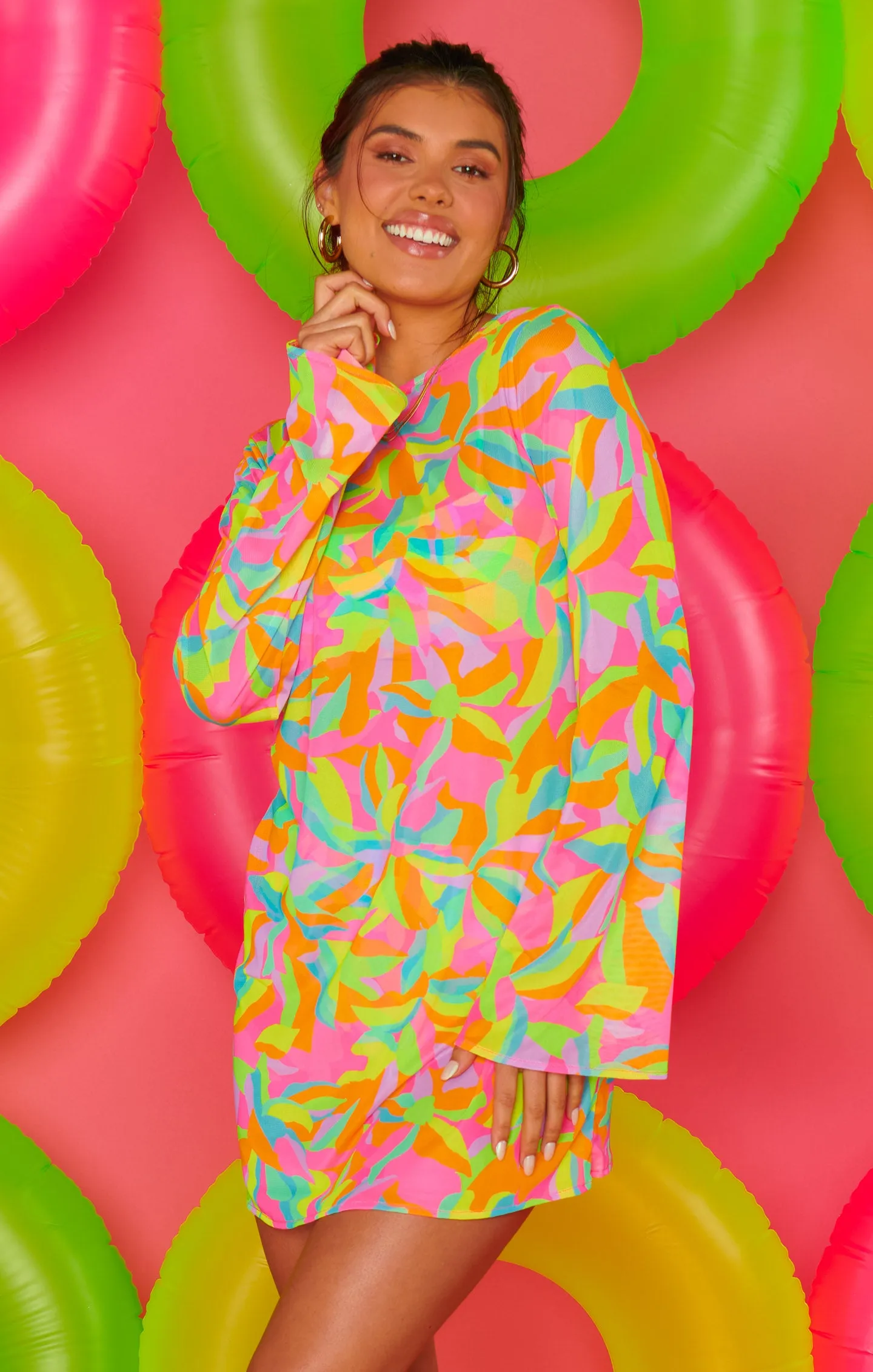 Santos Mini Cover Up ~ Neon Tropics