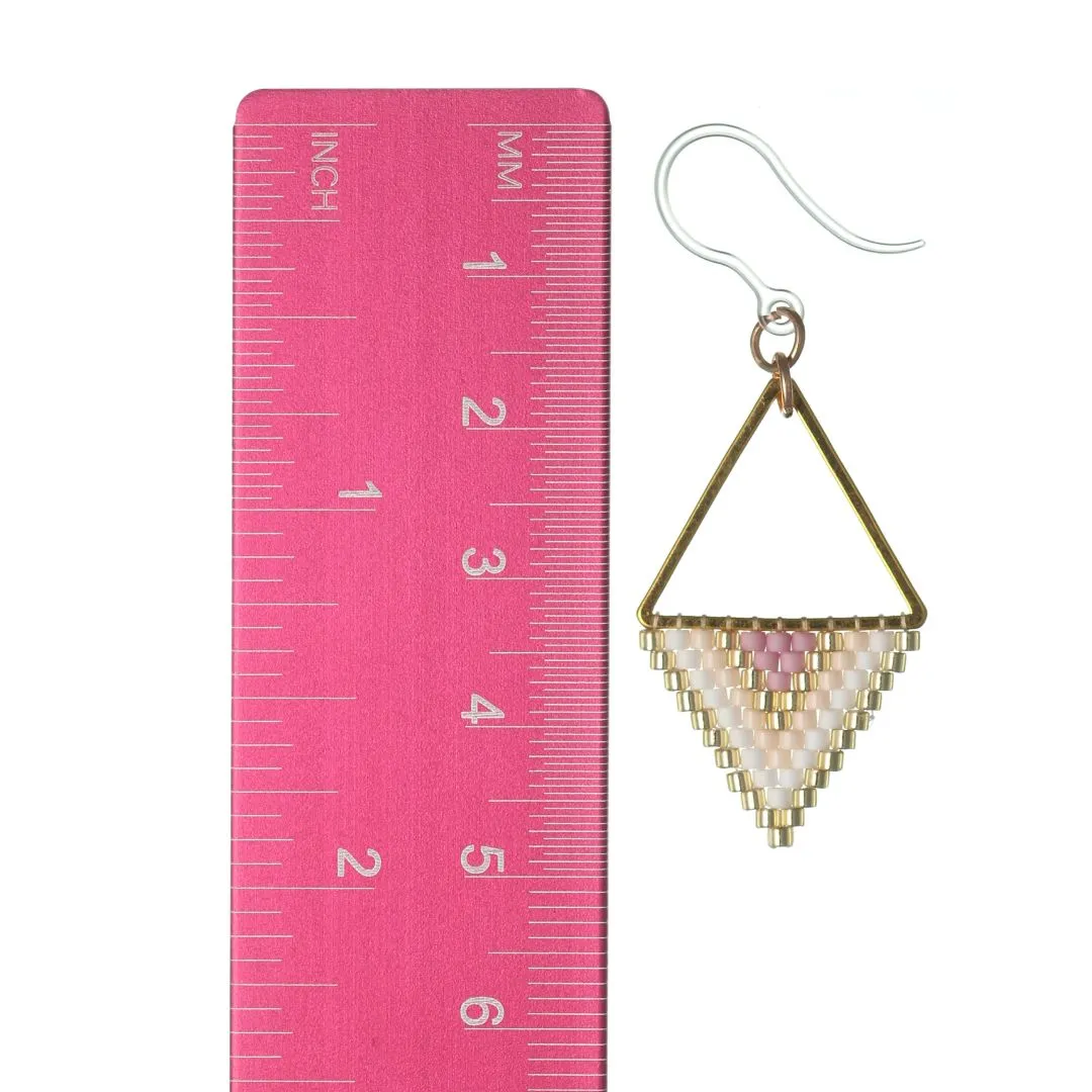 Seed Bead Triangle Drop Dangles Hypoallergenic Earrings for Sensitive Ears Made with Plastic Posts