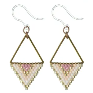 Seed Bead Triangle Drop Dangles Hypoallergenic Earrings for Sensitive Ears Made with Plastic Posts