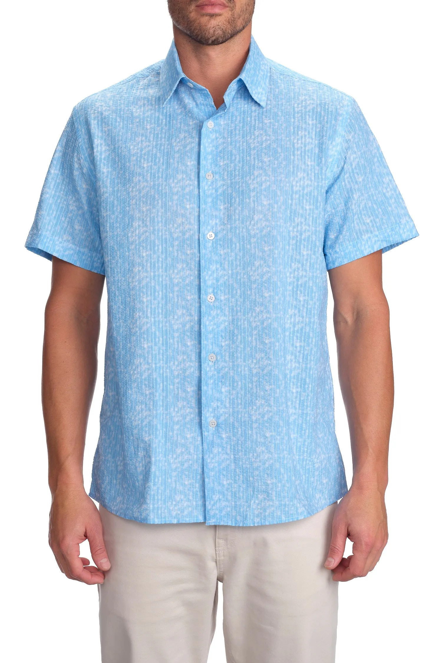 Seersucker Cloud Stripped Printed Shirt