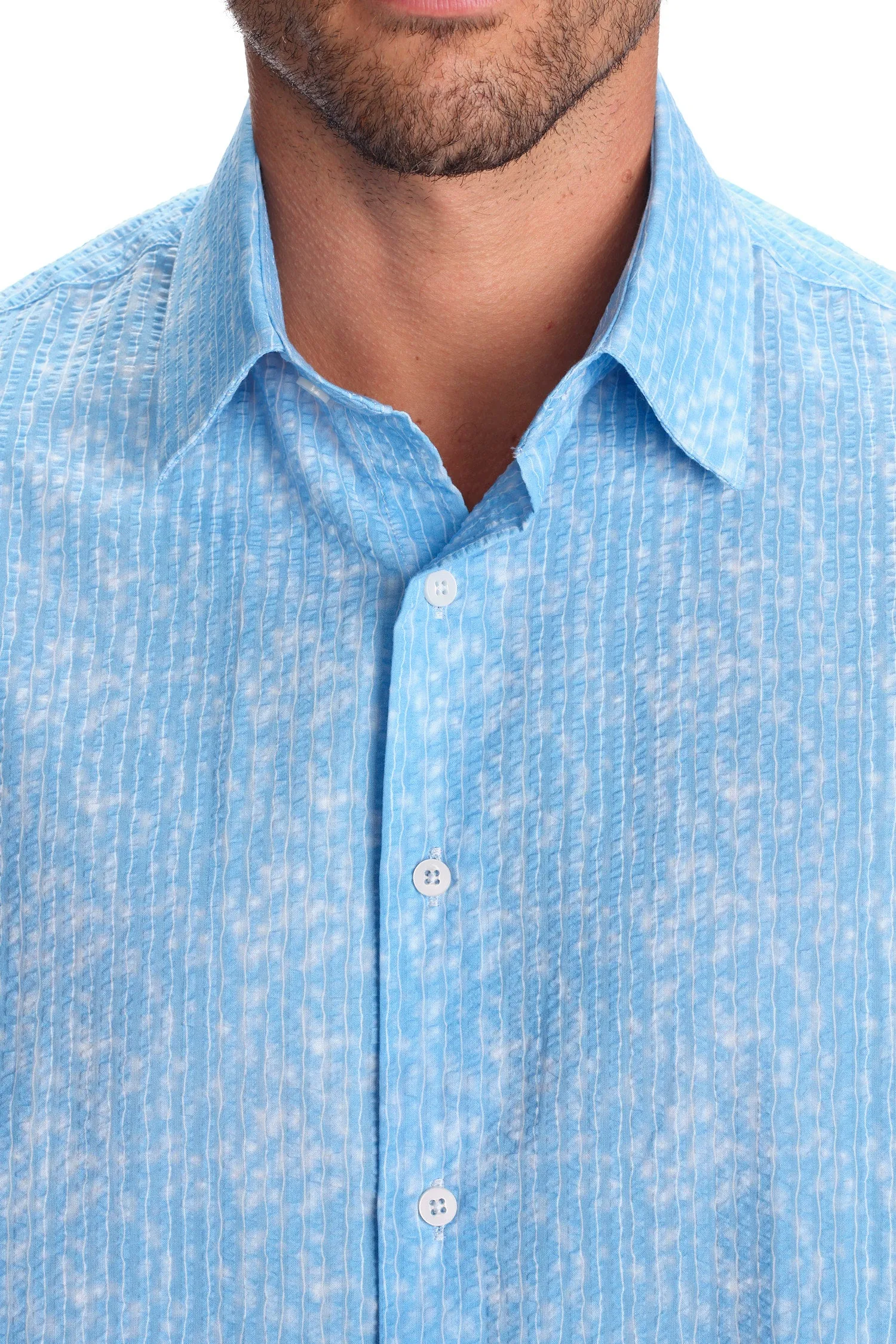 Seersucker Cloud Stripped Printed Shirt