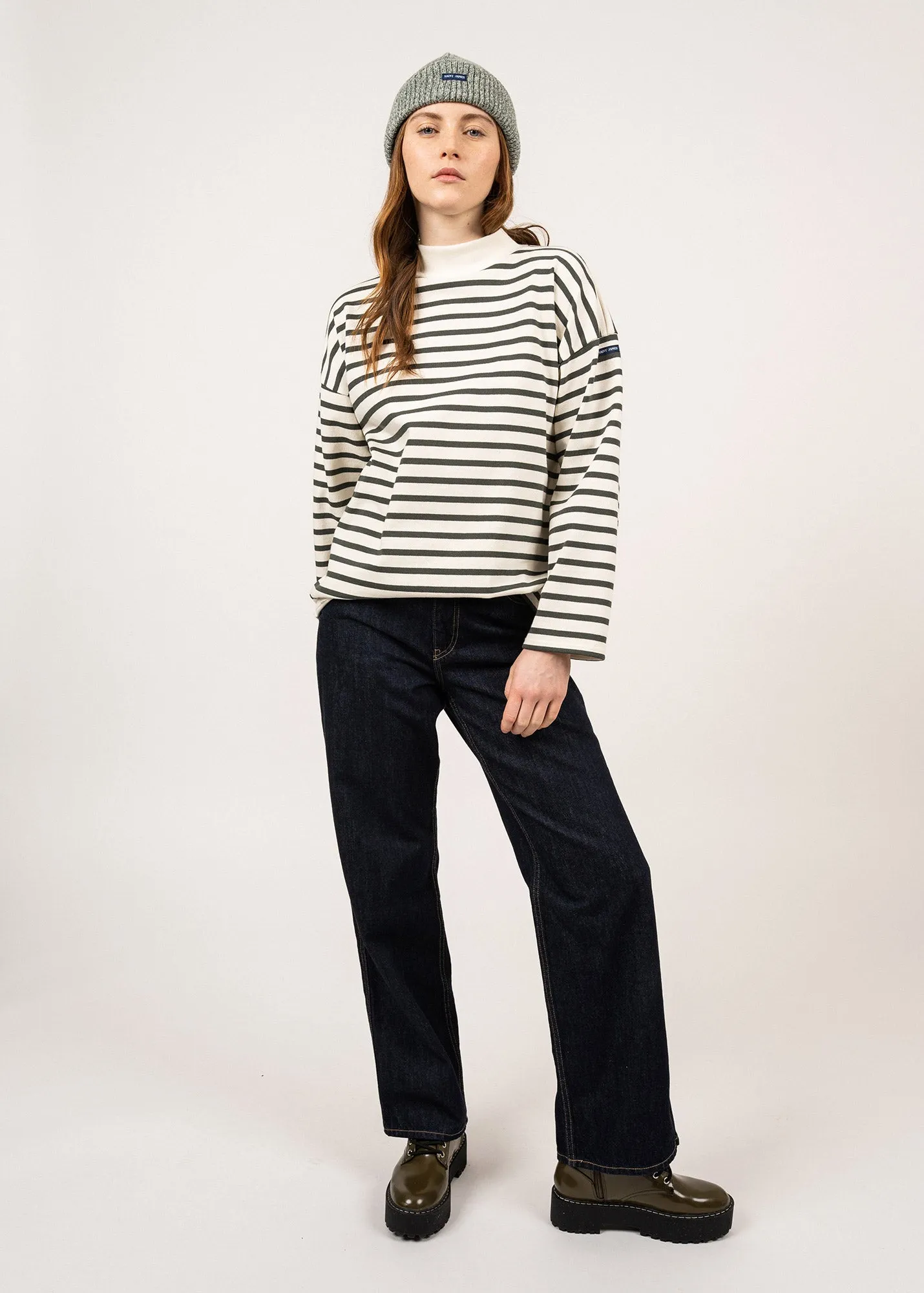 Seine oversize sailor striped shirt - SAINT JAMES 48N1W (ECUME/VEGETAL)