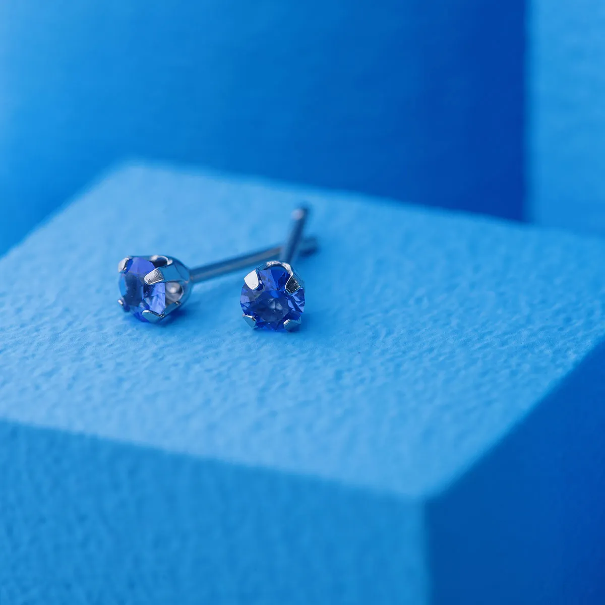 September Birthstone Stainless Steel Stud Earrings