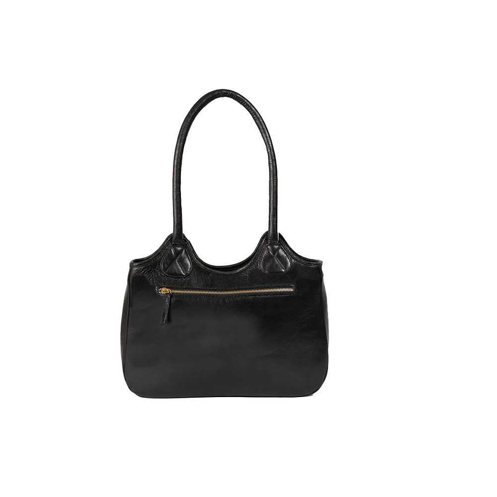 Serene Black and White Leather Handbag