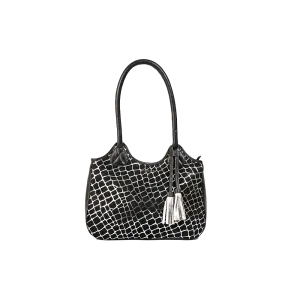 Serene Black and White Leather Handbag