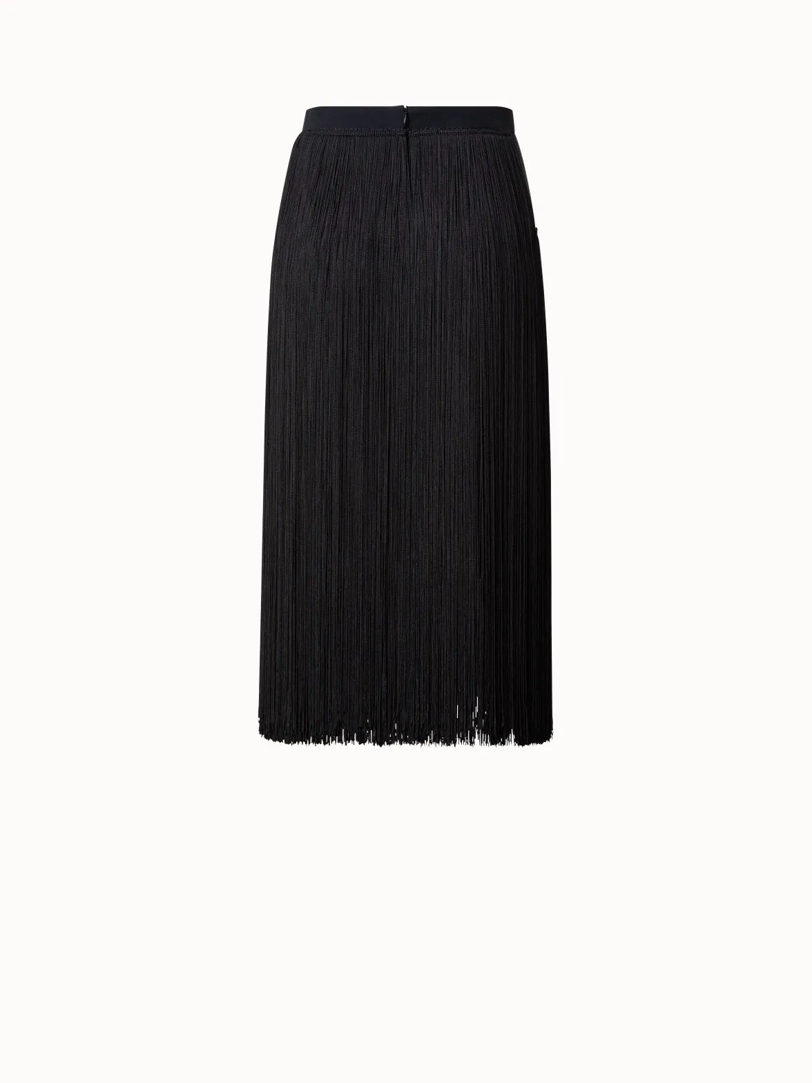 Short Silk Skirt with Fringes