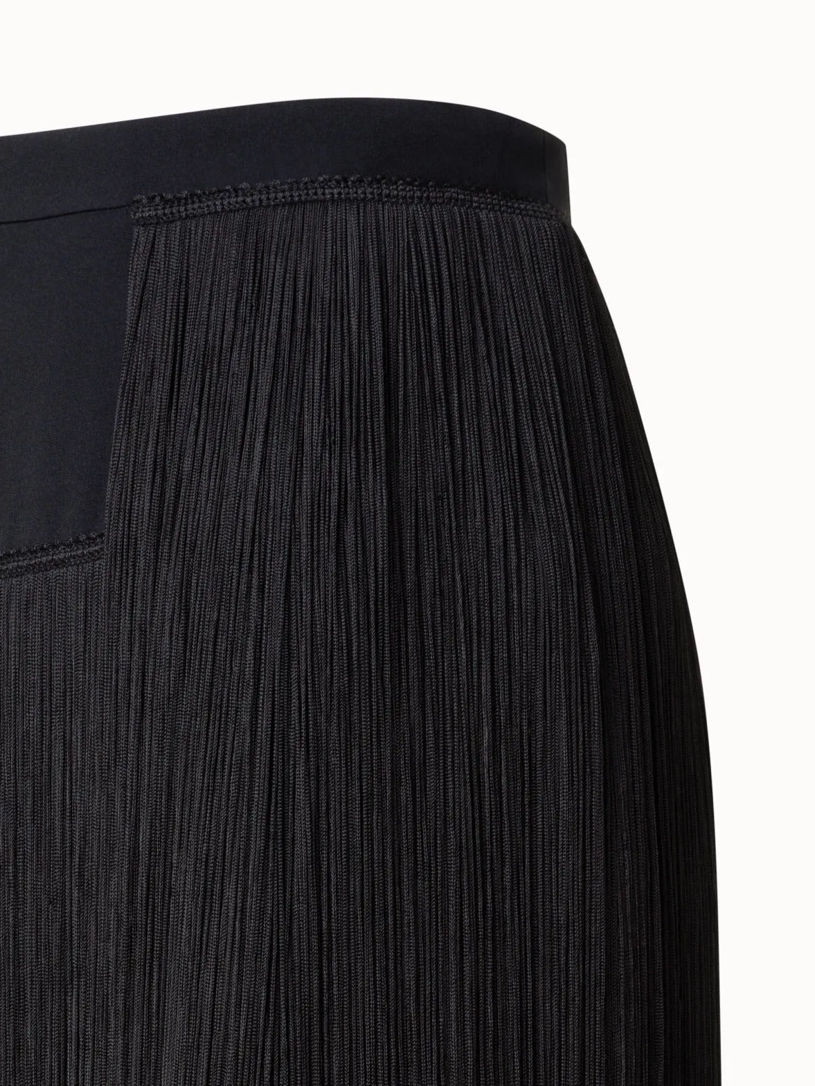 Short Silk Skirt with Fringes