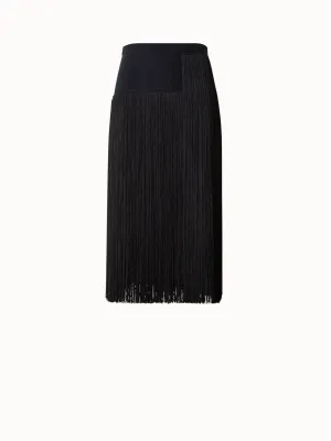 Short Silk Skirt with Fringes