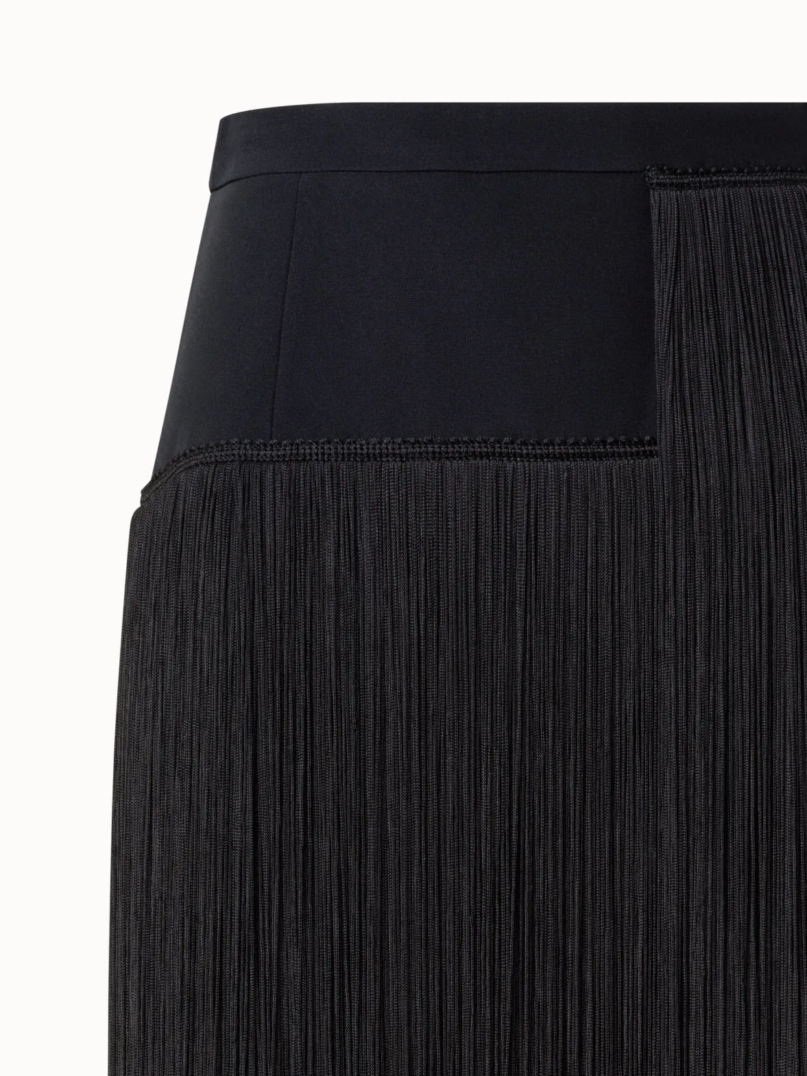 Short Silk Skirt with Fringes