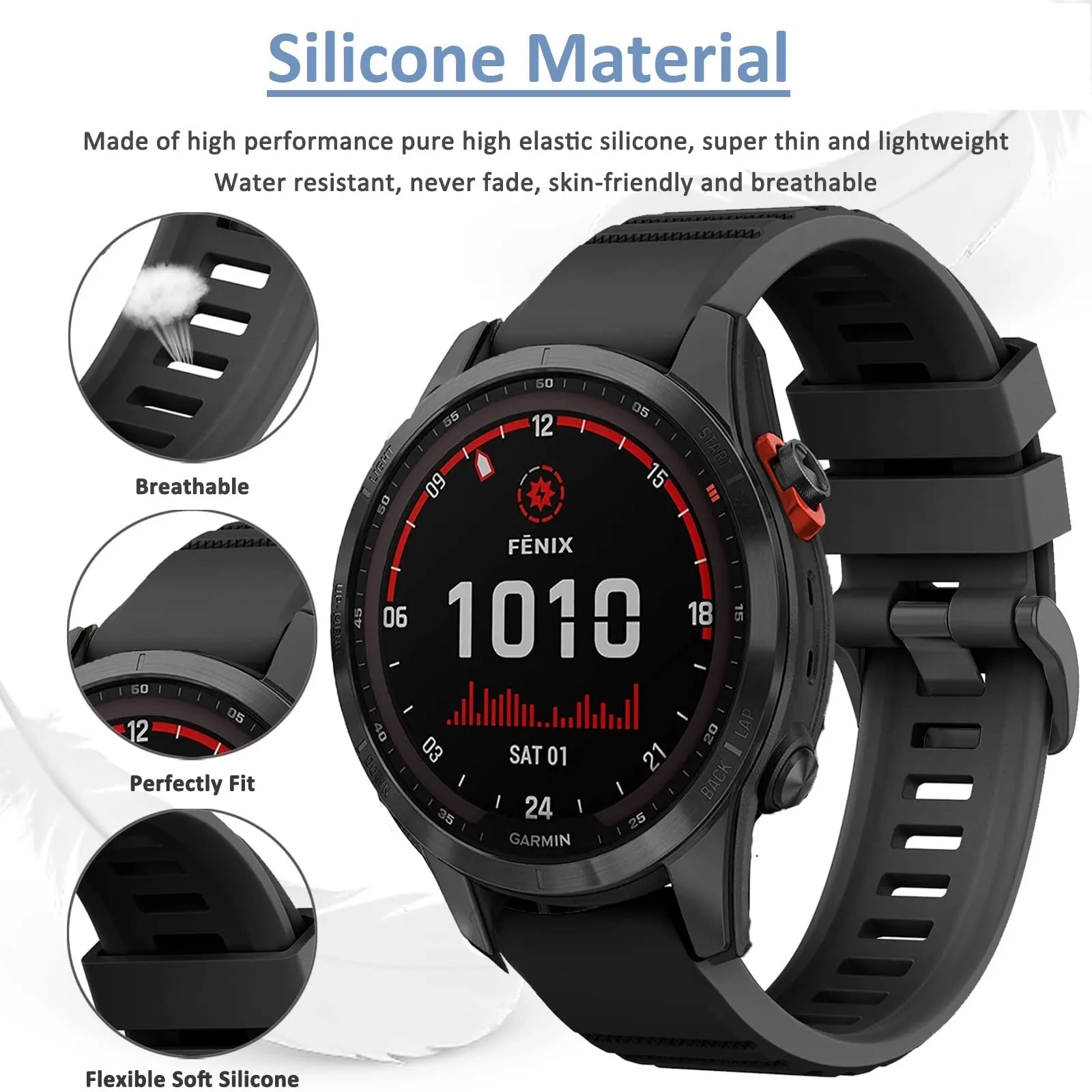 Silicone Bands For Garmin Fenix 7X | Fenix 6X | Fenix 5X | Fenix 5P | 5 Plus | Fenix 6X Pro | Fenix 3 - Orange