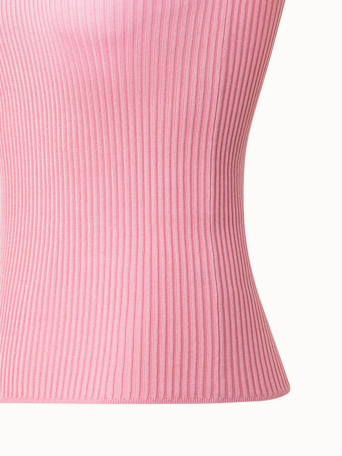 Silk Knit Rib Tank Top with Knitted Trim