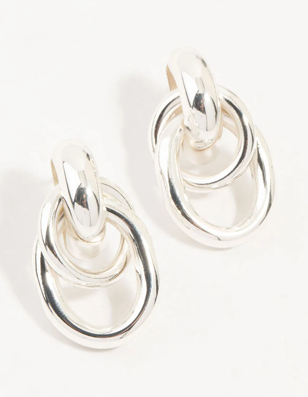 Silver Plated Door Knocker Drop Earrings