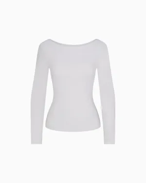 Smooth Stretch Boat Neck Long Sleeve | Light Grey