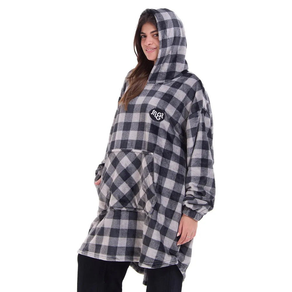 Snuggs Blanket Hoodie Checkered Grey