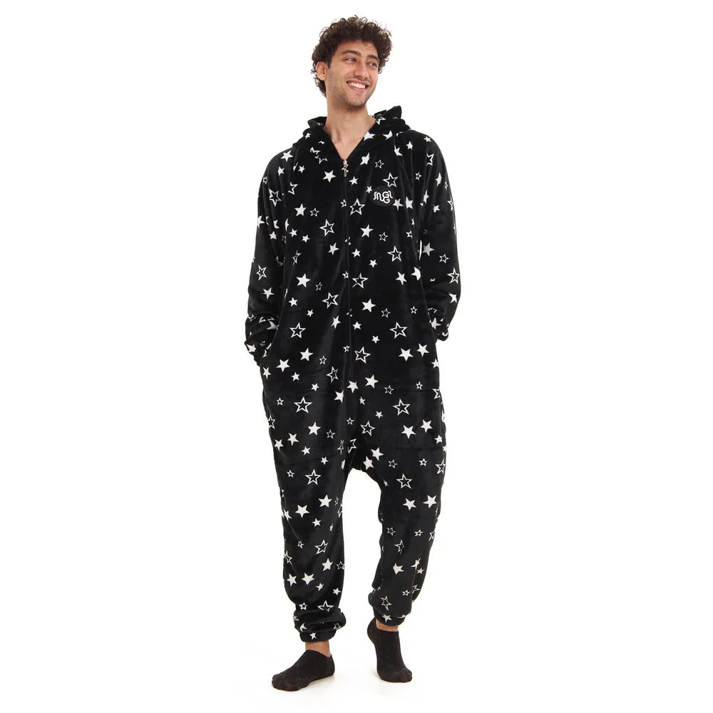 Snuggs Blanket Onesie Black With White Stars