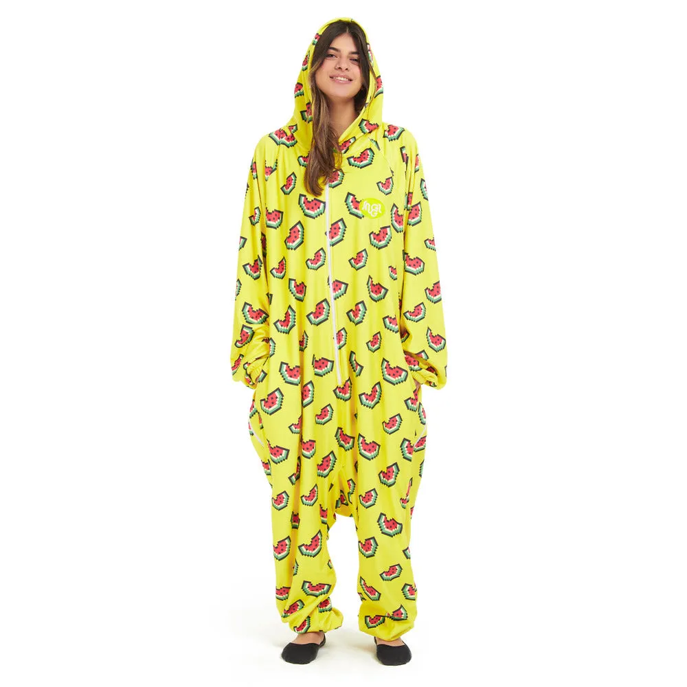 Snuggs Blanket Onesie Yellow Watermelon Pixels