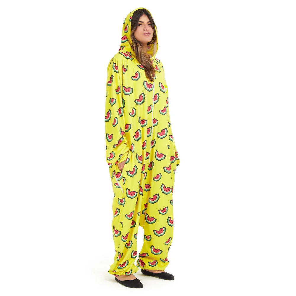 Snuggs Blanket Onesie Yellow Watermelon Pixels