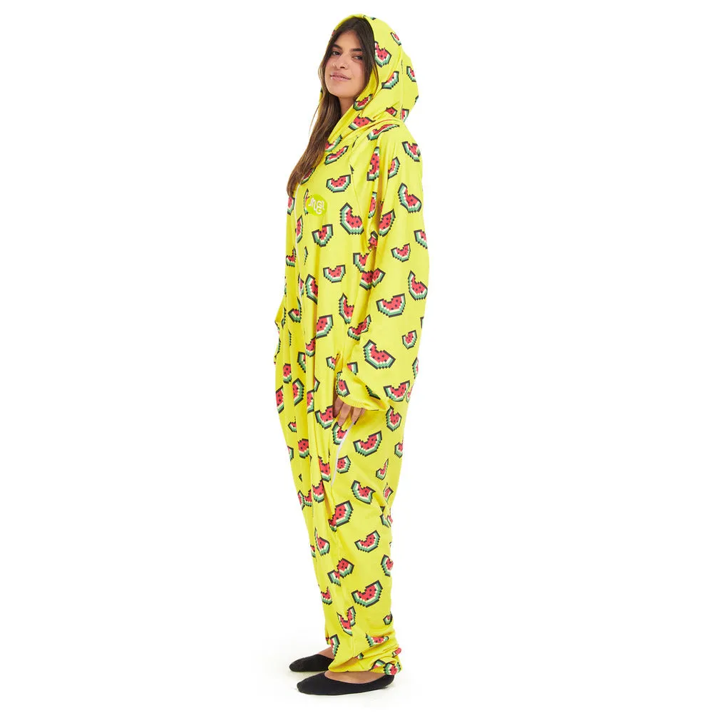 Snuggs Blanket Onesie Yellow Watermelon Pixels