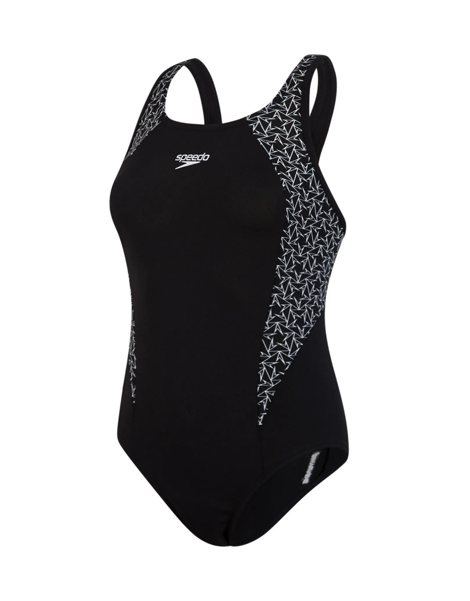 Speedo Boomstar Splice Flyback Swimsuit - Black / White