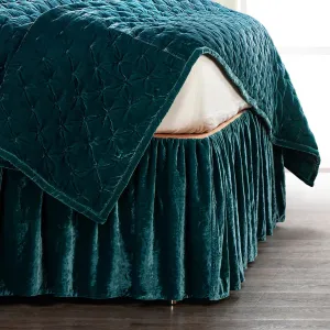 Stella Teal Faux Silk Velvet Bedskirt