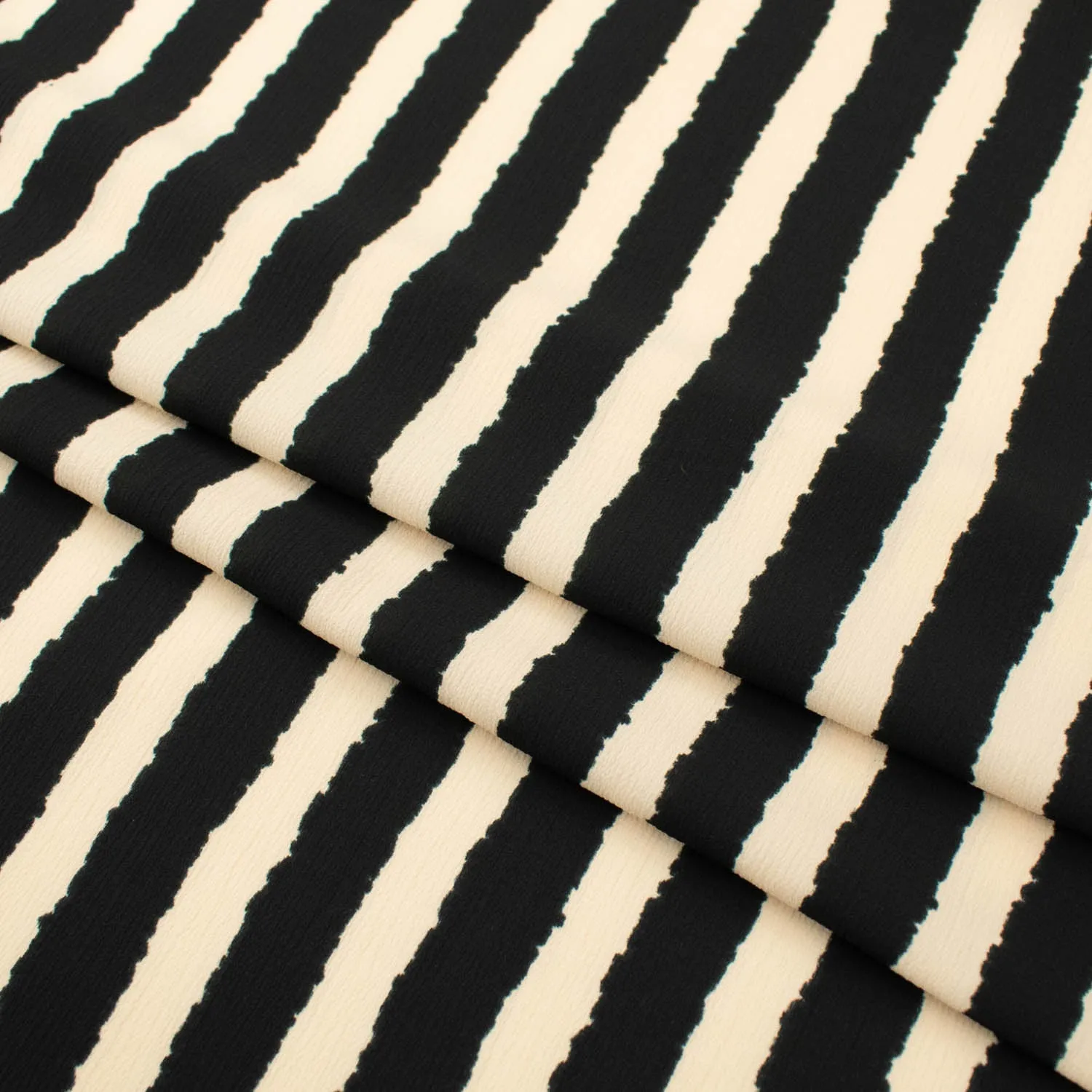 Stripe Printed Crepe Georgette Beige & Black