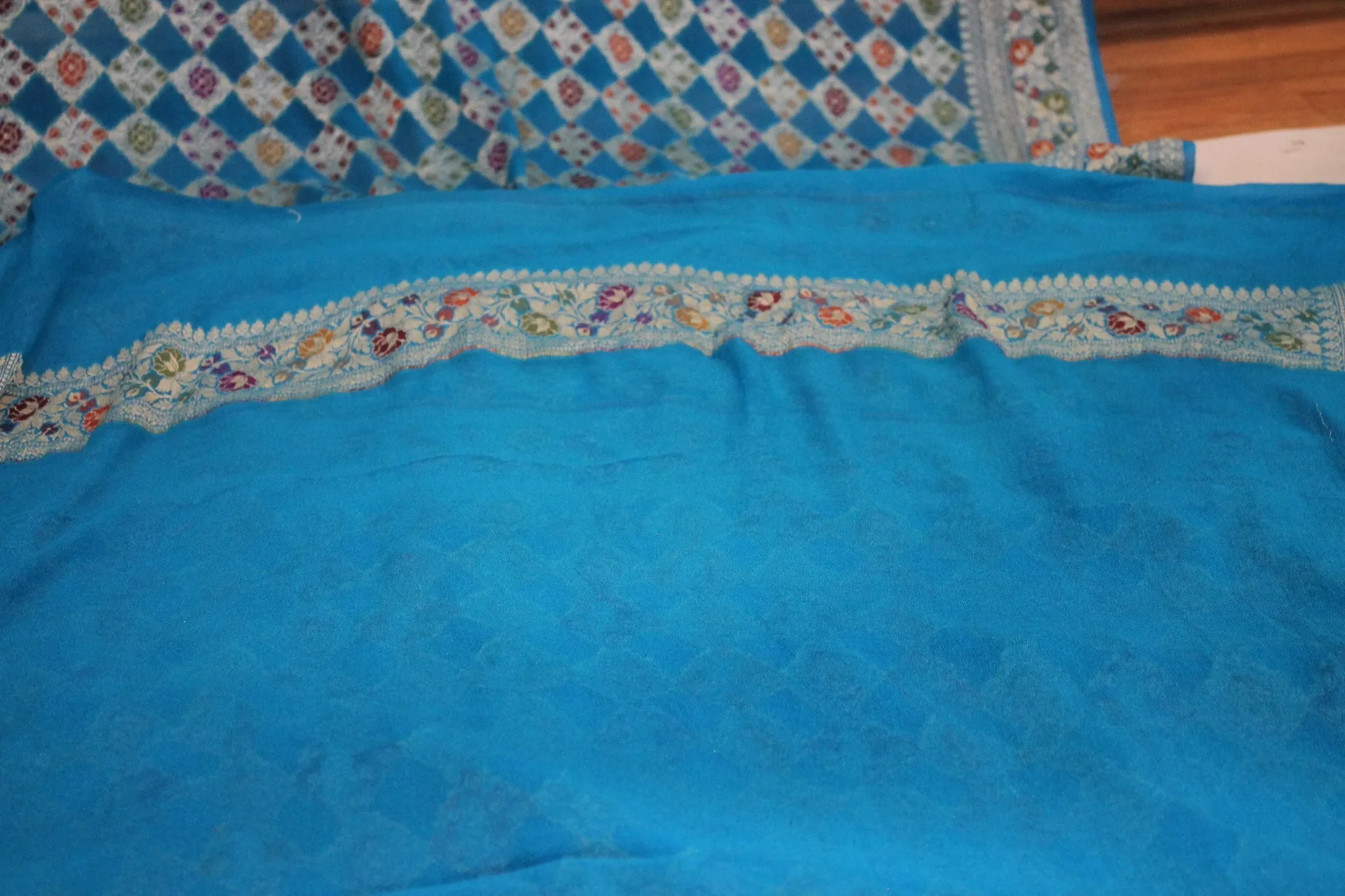 Summer Serenity: Blue Pure Khaddi Georgette Banarasi Saree