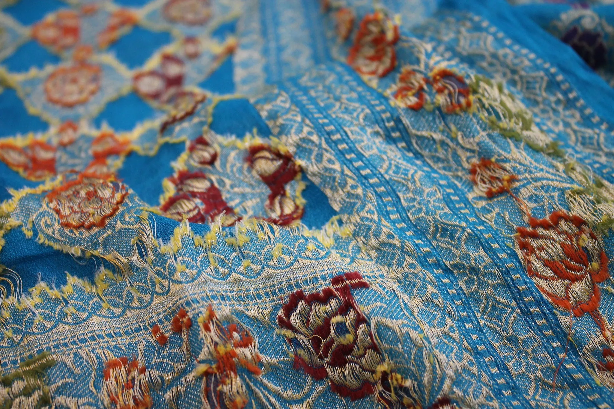 Summer Serenity: Blue Pure Khaddi Georgette Banarasi Saree