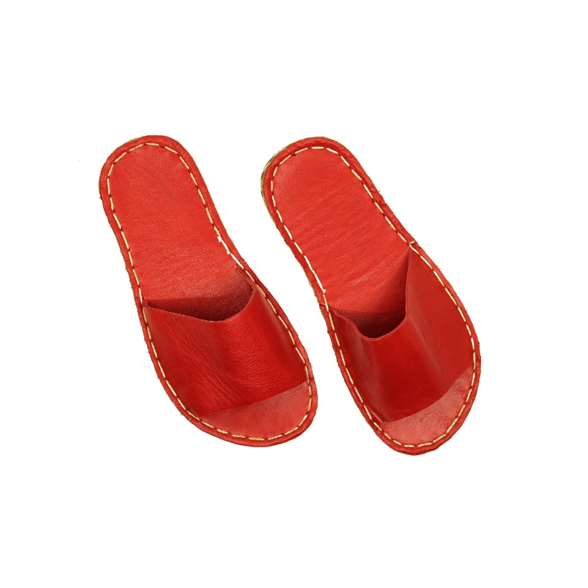 Tape Handmade Red Leather Slippers for Men