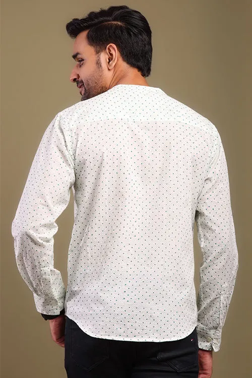 Teal Pola Dots Mens Shirt